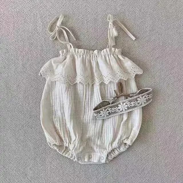 New Baby Girl senza maniche Sling tuta Solid Cute bambino principessa tuta in cotone infantile ragazza pagliaccetto vestiti del bambino 2025 estate