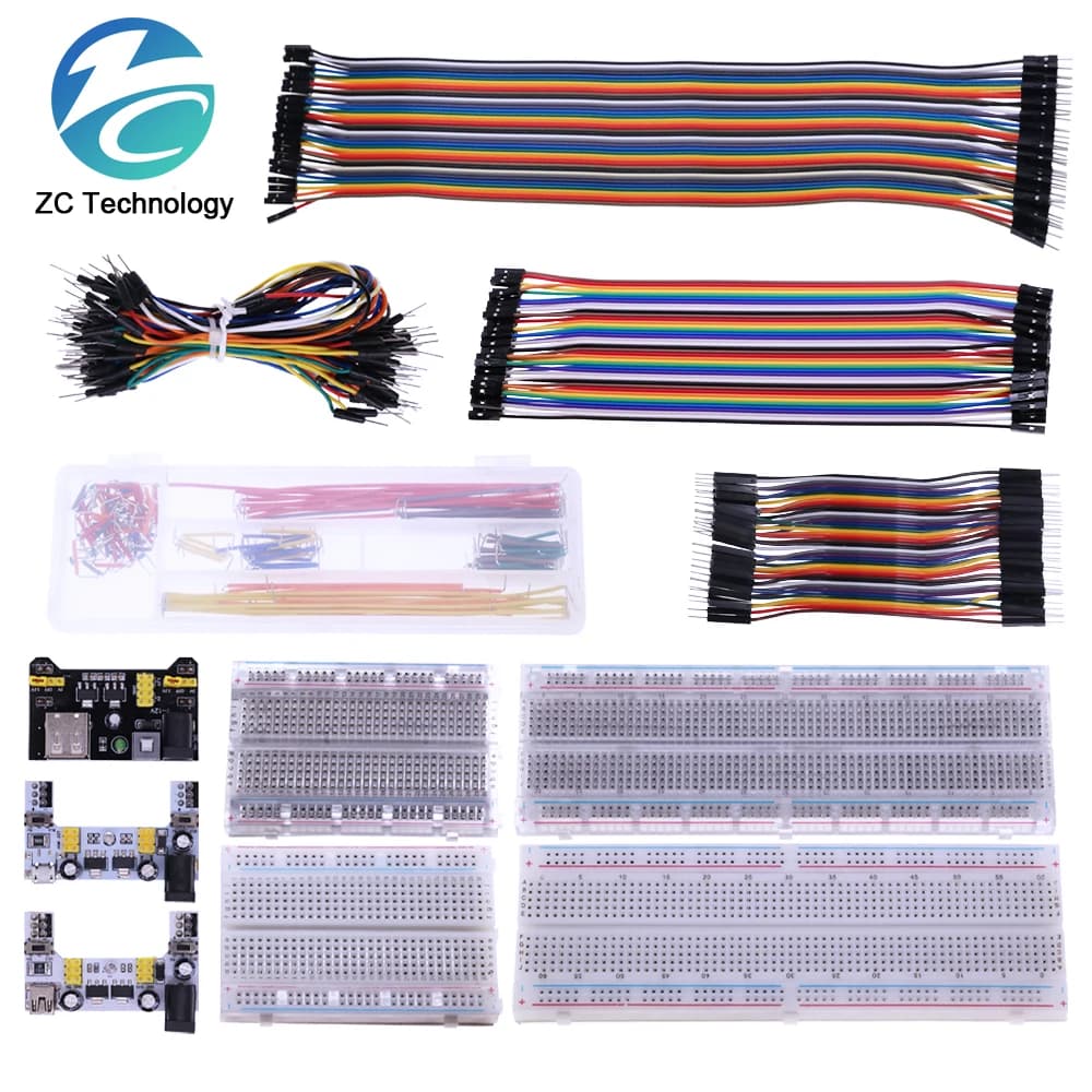 3.3V/5V MB102 Breadboard power module + MB-102 830 punti prototipo Bread board per arduino kit + 65 jumper wires all'ingrosso