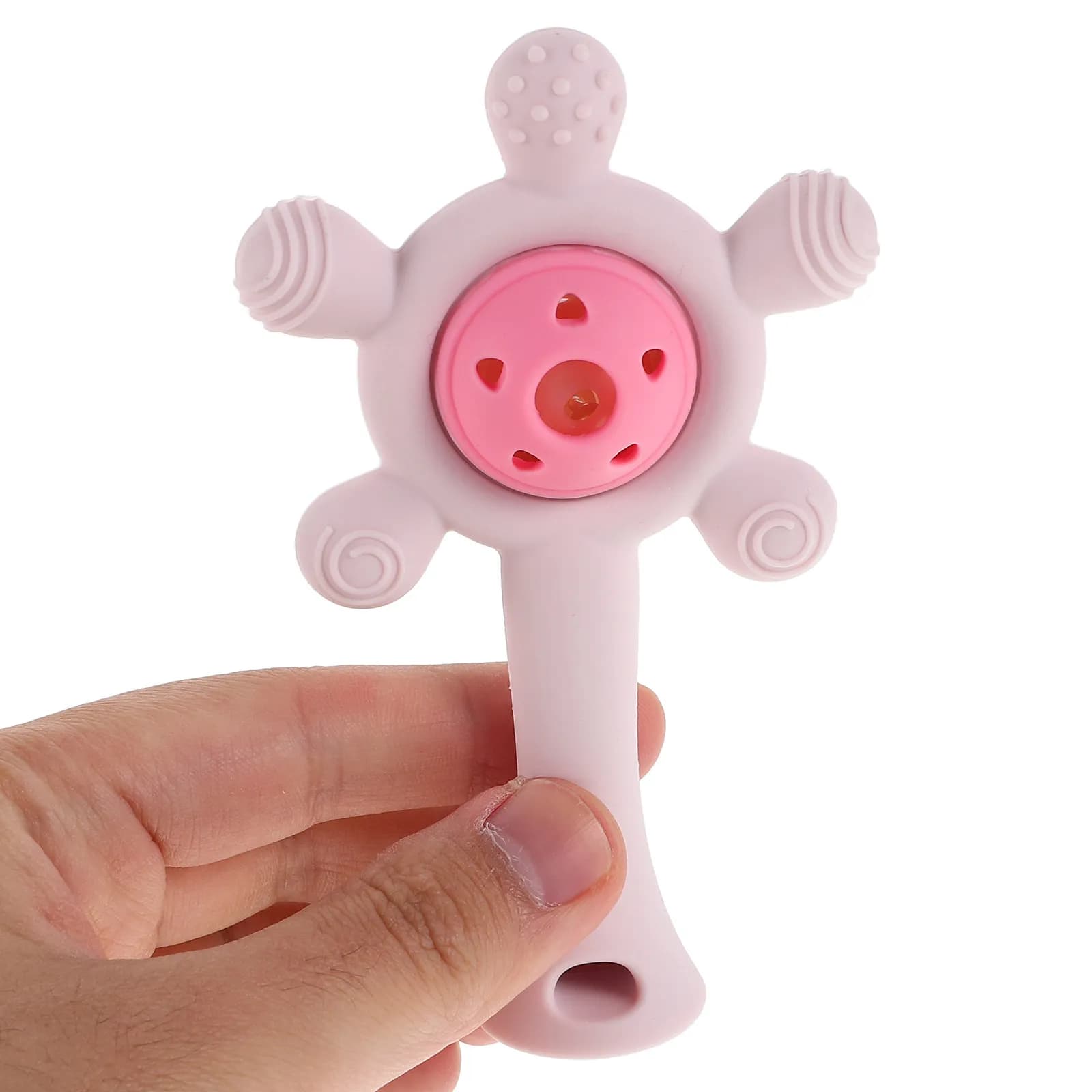 Baby Teether Ring Silicone Ferris Wheel Rattle for Newborns Infants Teething Relief Sensory Play Hand Eye Coordination
