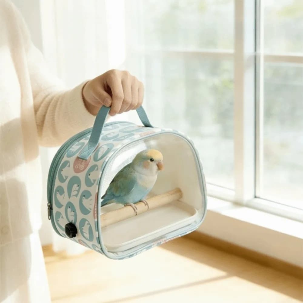 Handheld Pet Carry Bag Breathable Multifunctional Bird Carrier Bag Transparent Window Wood Standing Small Pet Bag Birds Parrots