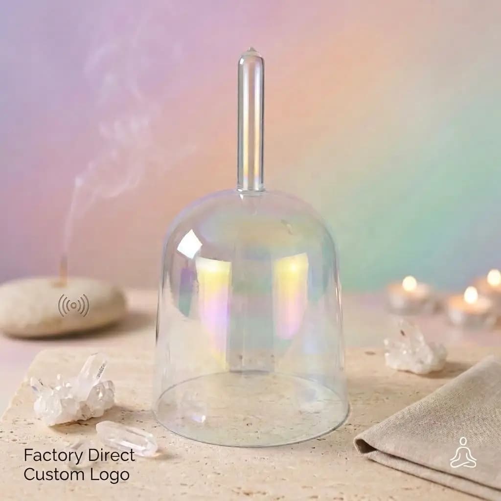 Cosmic Light Blue Handheld Crystal Singing Bowl Sound Healing Chakra Tuned 432hz Crystal Handle Singing Bowl Meditation