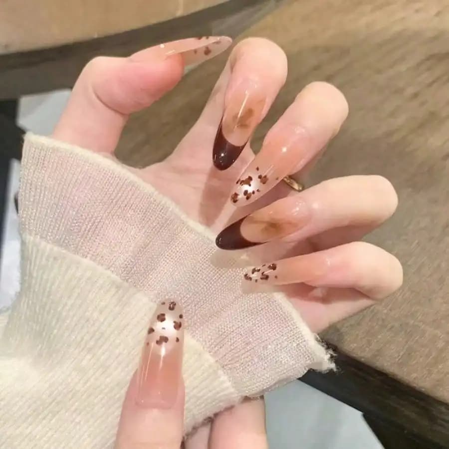 30 Pezzi di Patch per Unghie Premium Sense Caramel Leopard Print da Donna, Patch per Nail Art Pure Lust Spice Girl