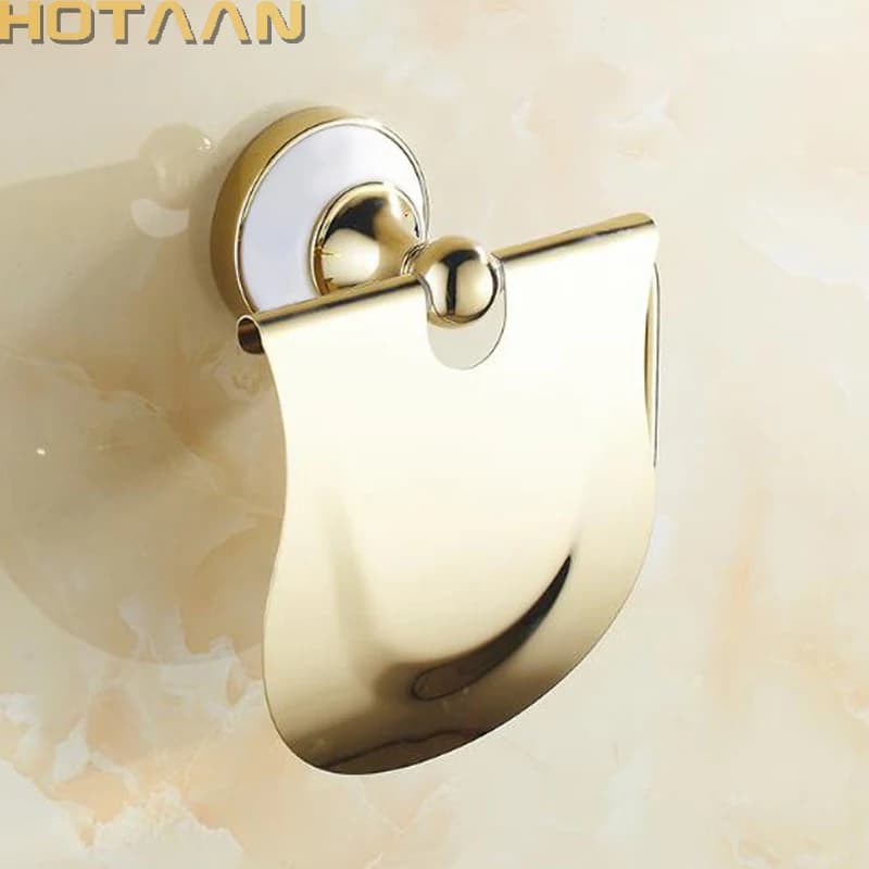 . Portarotolo da parete porta carta igienica da bagno portarotolo in acciaio inossidabile con coperchio accessorio da bagno dorato