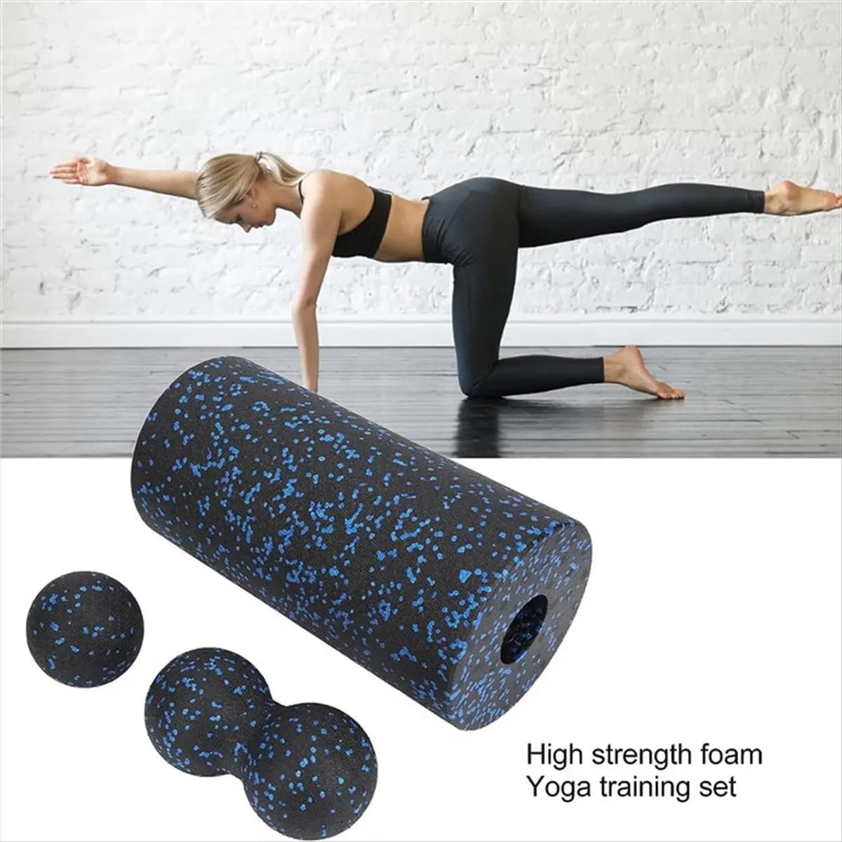 Set of 3 Wheels for Yoga and Arachide Shape Balls in EPP for Massage, Fitness, Stretching Deep and Muscle Relaxation - D