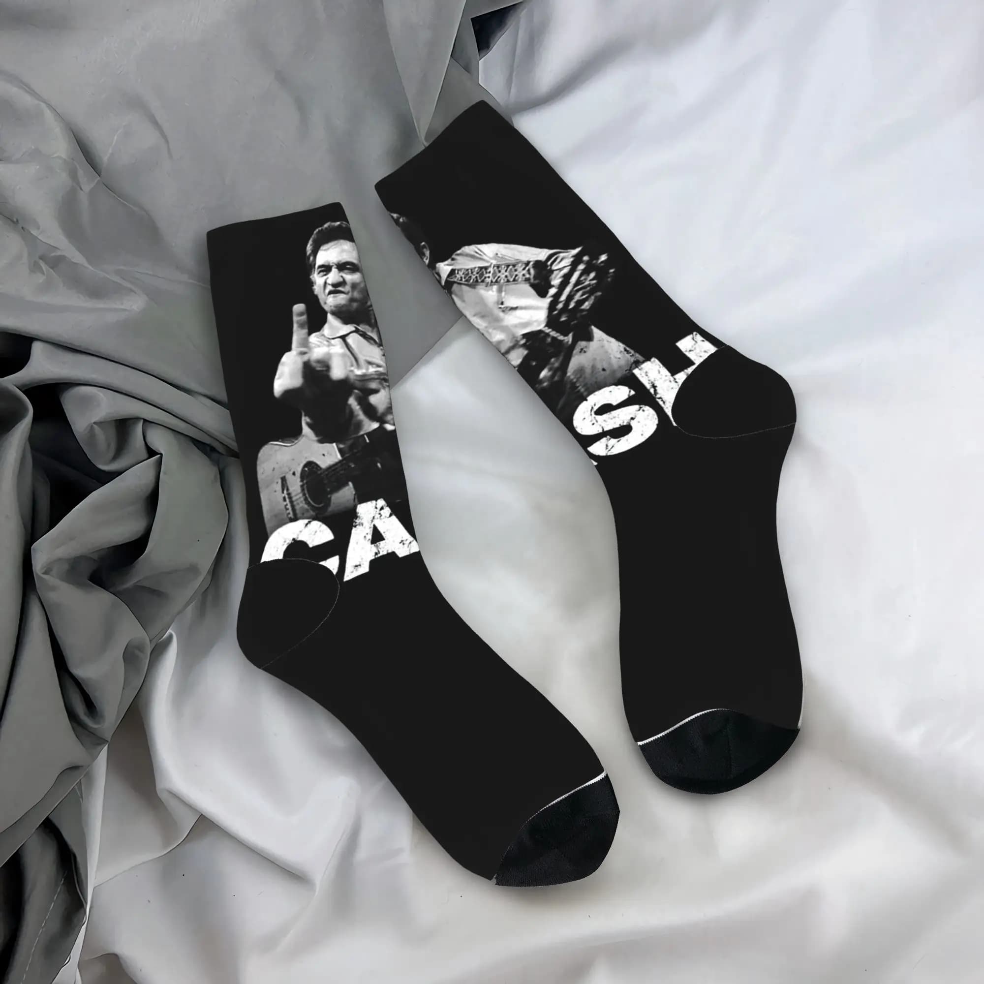 Calzini invernali caldi e colorati unisex Johnny Cash, calzini sportivi traspiranti