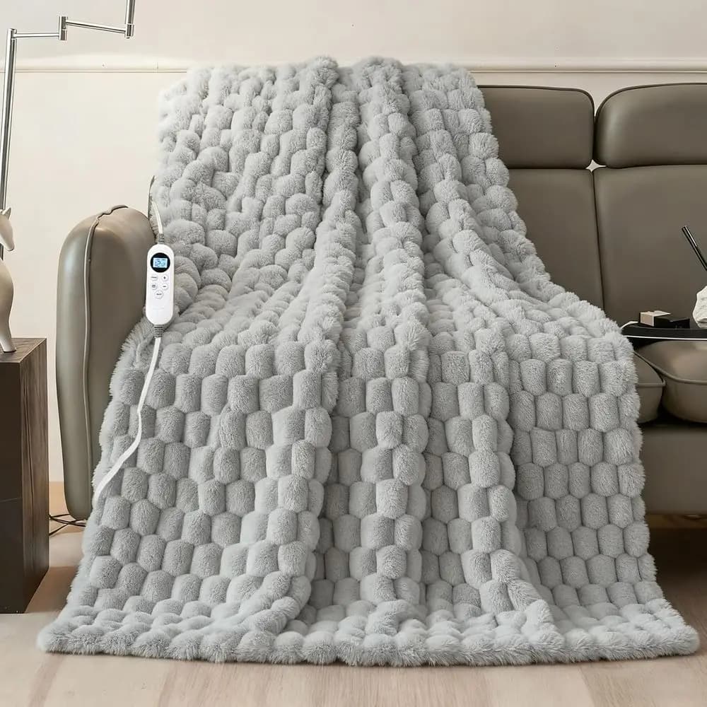 Coperta Elettrica Riscaldante 50x60 Pollici, Morbida e Costolata, 12 Livelli di Calore, Timer 1-12 Ore e Protezione da Surriscaldamento