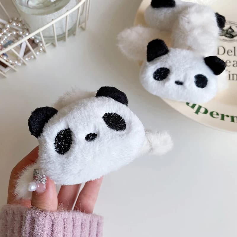 New Doll Plush Panda Hair Claw Acrylic Korean Style Animal Shark Clip Ponytail Holder Geometric Winter Cross Hair Clip