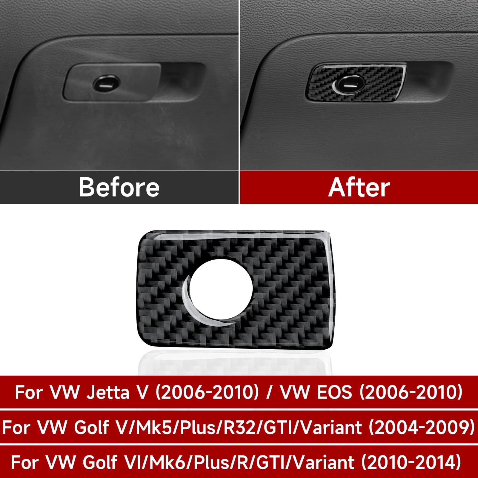 Pannello portaoggetti per vano portaoggetti per auto, adesivo interno in fibra di carbonio per VW Jetta V EOS Golf V VI MK5 MK6 R32 GTI Plus Accessori varianti