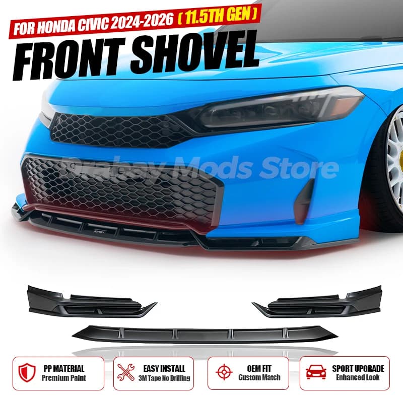 Front Bumper Lip For Honda Civic 11.5TH Gen 2024+ Yofer Style PP Front Lips Diffuser Body Kits Exterior Tuning Mod Accessories