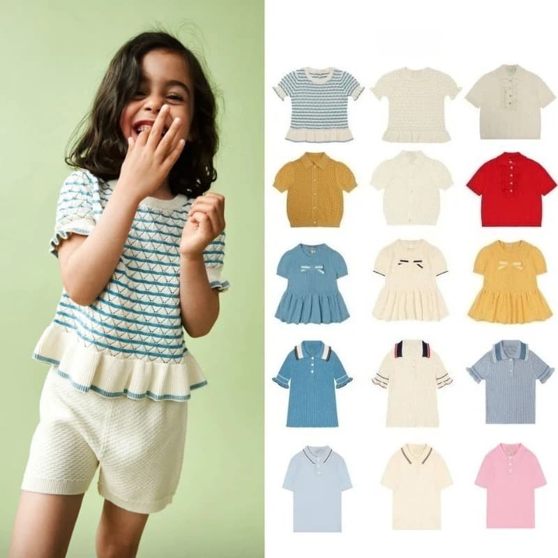 T-shirt a righe multicolore in maglia per neonati, stile Ins SS26, collezione Danese Primavera/Estate, per bambini e bambine