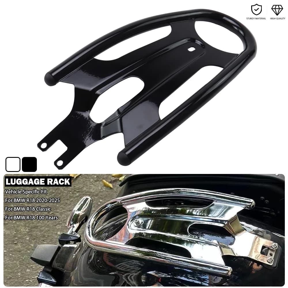 Portapacchi Posteriore Stile Bobber Nero/Cromato in Acciaio Inossidabile per BMW R18 Classic R 18 100 Years 2020-2026