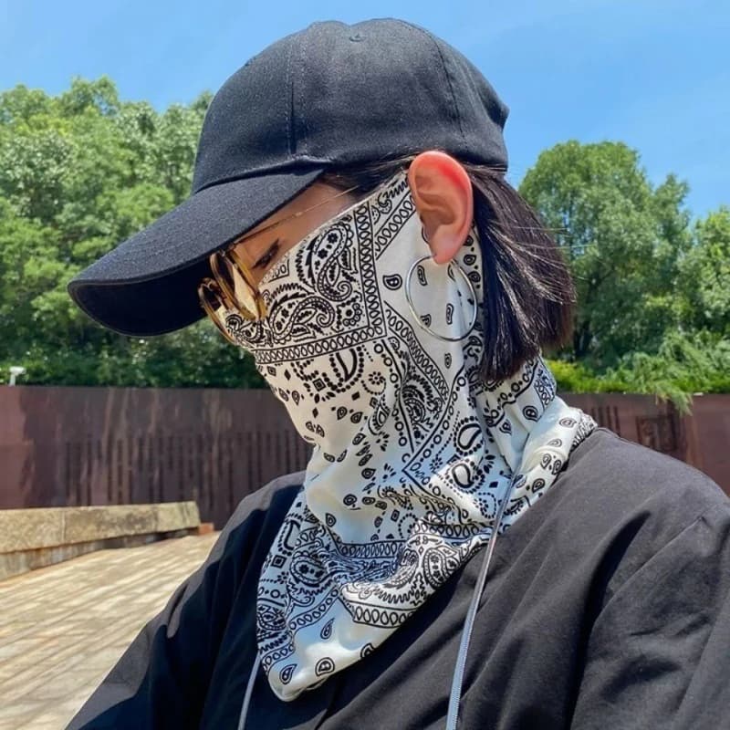 Maschera Protettiva UV alla Moda per Uomo e Donna, Sciarpa per Viso e Collo, Protezione UV Estiva, Bandana Hip Hop per Sport all'Aperto e Ciclismo