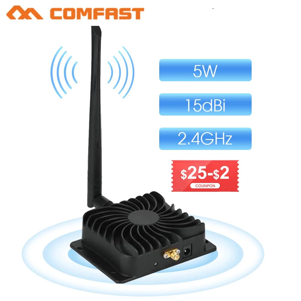 COMFAST Wifi Booster 15dbi 2.4G 5W Wi Fi Amplificatore di potenza Extender 5.8GHz 5000mW Ripetitore di segnale per adattatore antenna wireless