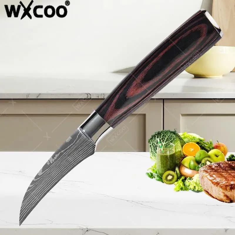 WXCOO Mask Kitchen fruit knife Professional carving knife DIY-to-te Laser fruit peeling knife Vegetable cutter Cooking chef knife