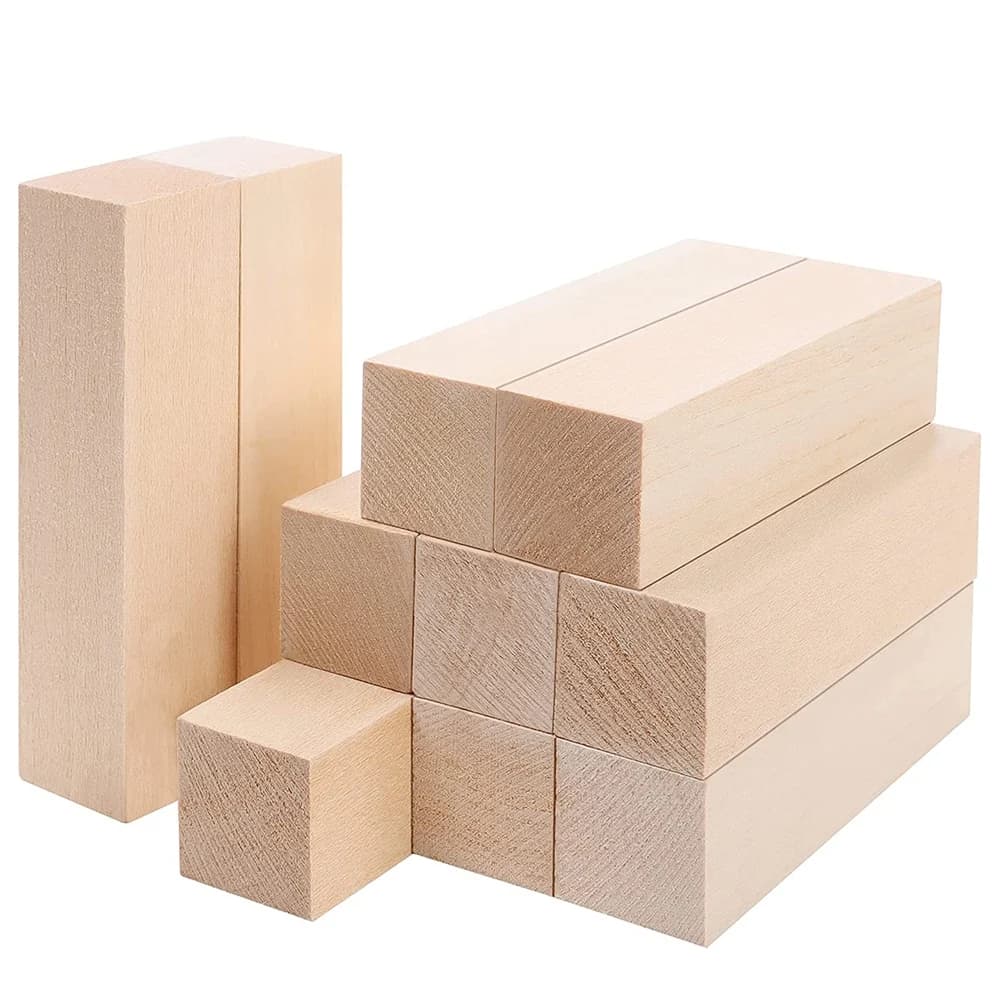 Grandi blocchi di legno da intaglio (confezione da 10) 4 x 1 x 1 pollice Kit artigianale per progetti in tiglio non finito Set di hobby fai da te per principianti