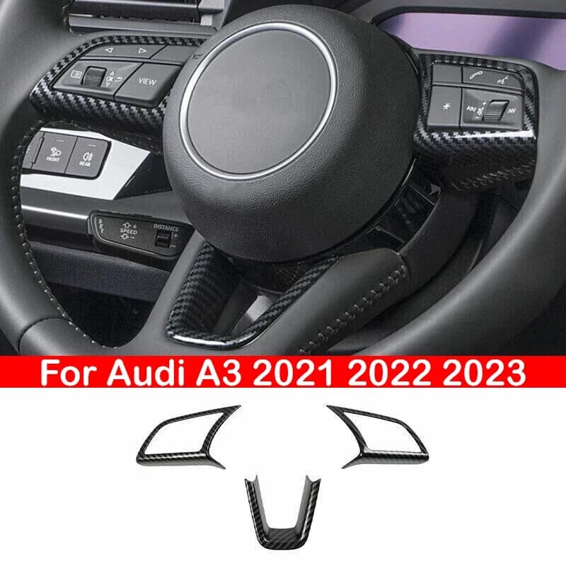 For Audi A3 2021 2022 2023 ABS Carbon Fiber Interior Style Car Covering Wheel Wall decal Trim Frame Decoration Accessories