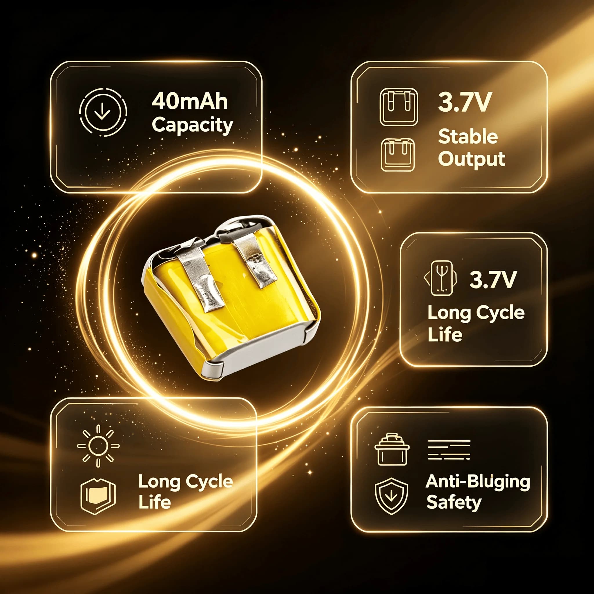 501012 3.7V 40mAh Li‑Po Rechargeable Battery Long Cycle Anti‑Bulging For Wireless Earbuds Bluetooth Headset