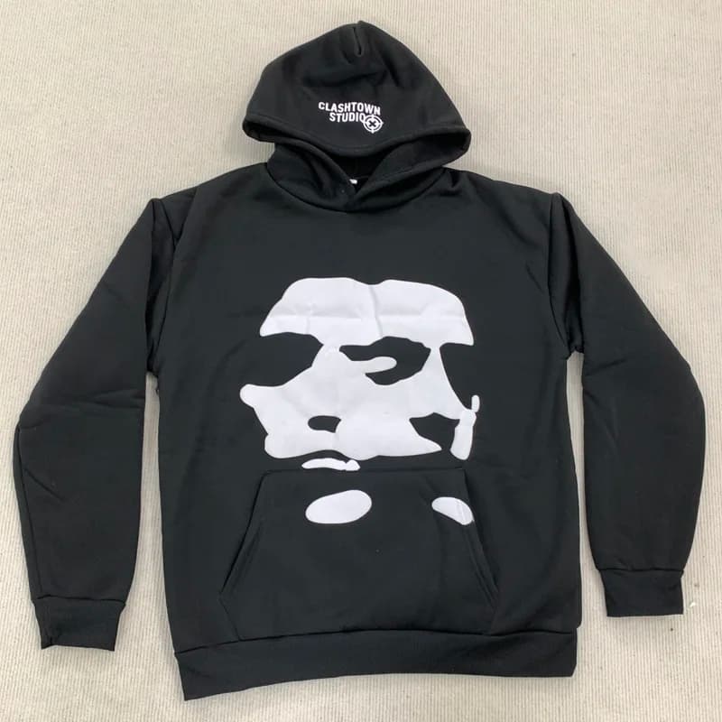 Y2K Vintage Gothic Aesthetics Hooded Sweatshirt Casual Number 3 Face Printing Autumn Winter Commuter Fashion Street Women Hoodie