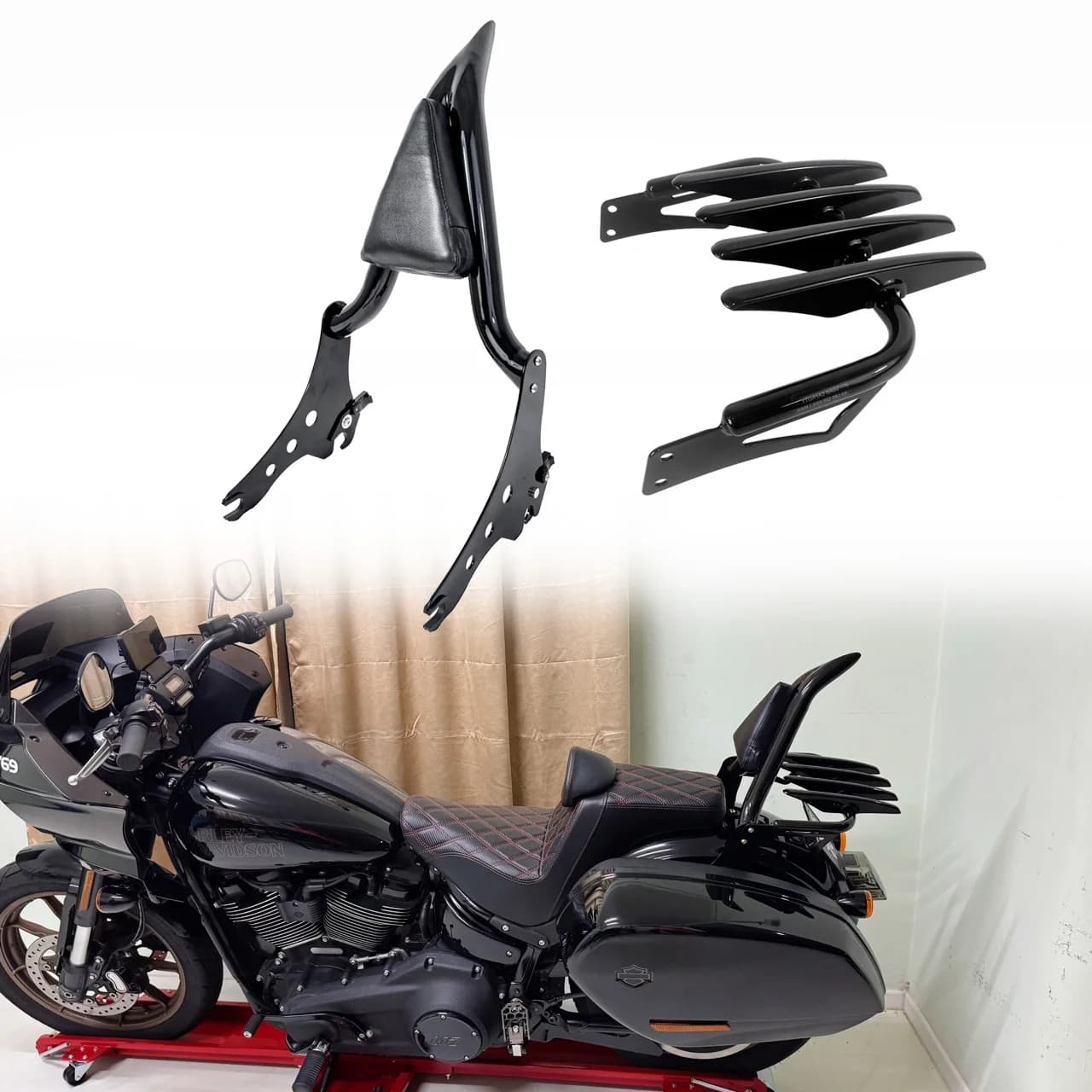 Schienale Posteriore Moto con Portapacchi per Passeggero Harley Softail Sport Glide FLSB Low Rider ST FXLR FXLRS 2018-2026