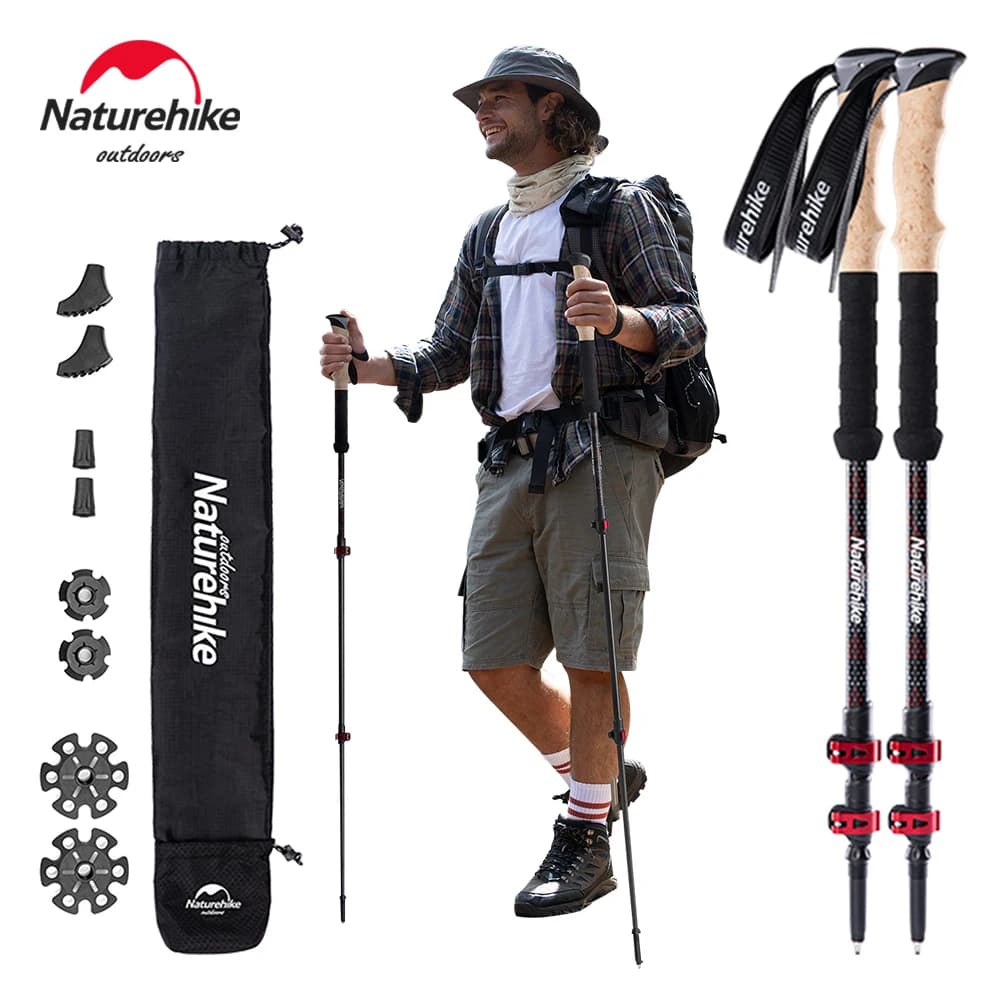 Naturehike 2 pieces trekking sticks Nordic portable ultralight portable climbing sticks for outdoor camping stick