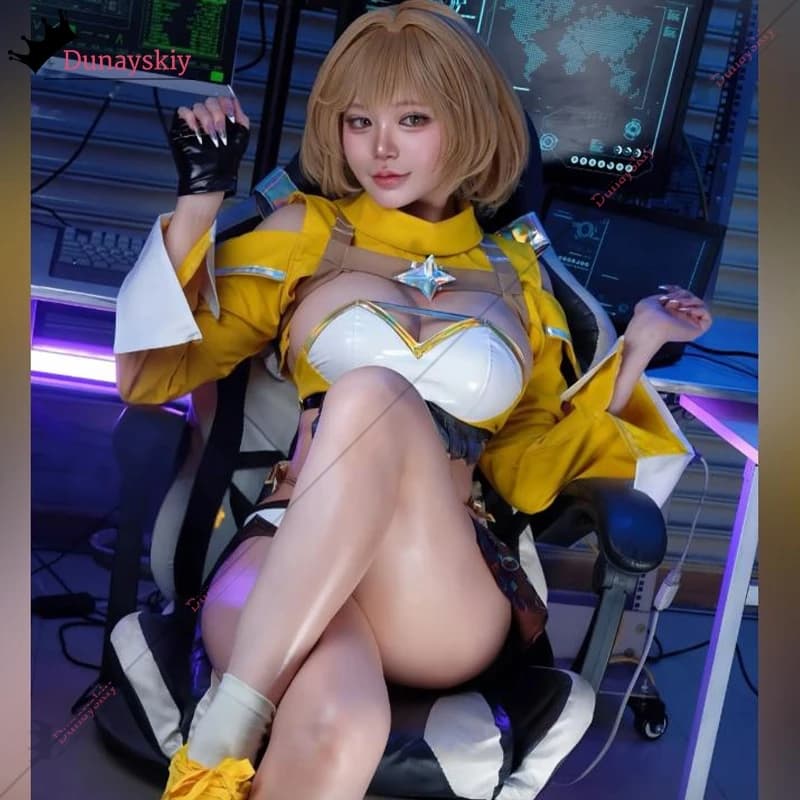 YiNuo*Cosplay Costume da Dea Anis, Nuovo Abbigliamento Giallo V*ictory, Parrucca, Scarpe, Set Completo per Giochi di Ruolo, Travestimento Fai-da-Te per Halloween