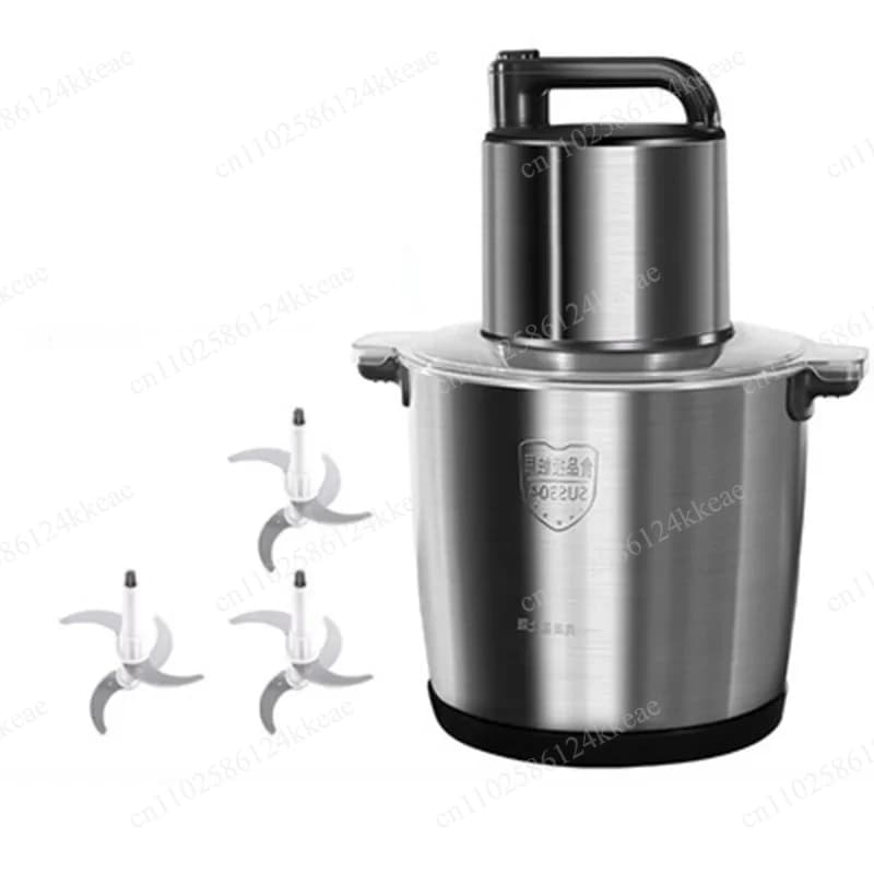 Tritacarne Elettrico in Acciaio Inox 10L 1500W, Processore di Alimenti, Frullatore, Tritatutto per Verdure, Affettatrice per Carne