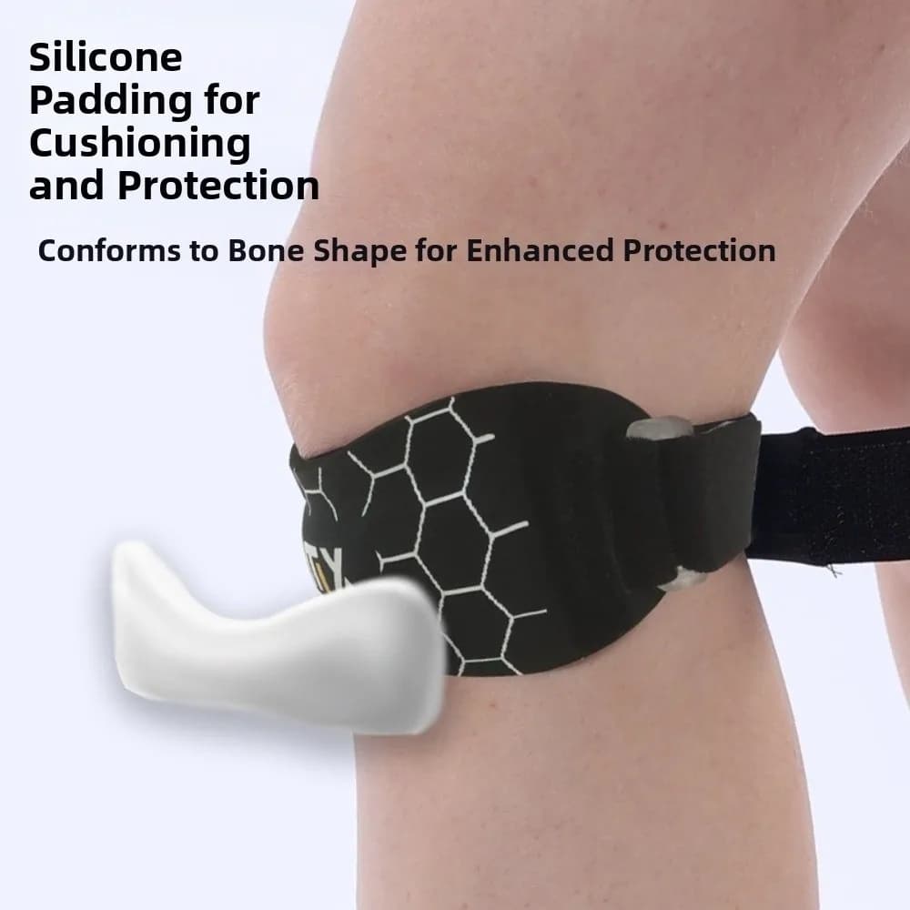 Ginocchiera sportiva regolabile ammortizzante con cinturino rotuleo a compressione, equipaggiamento protettivo traspirante, fascia per ginocchio, corsa all'aperto