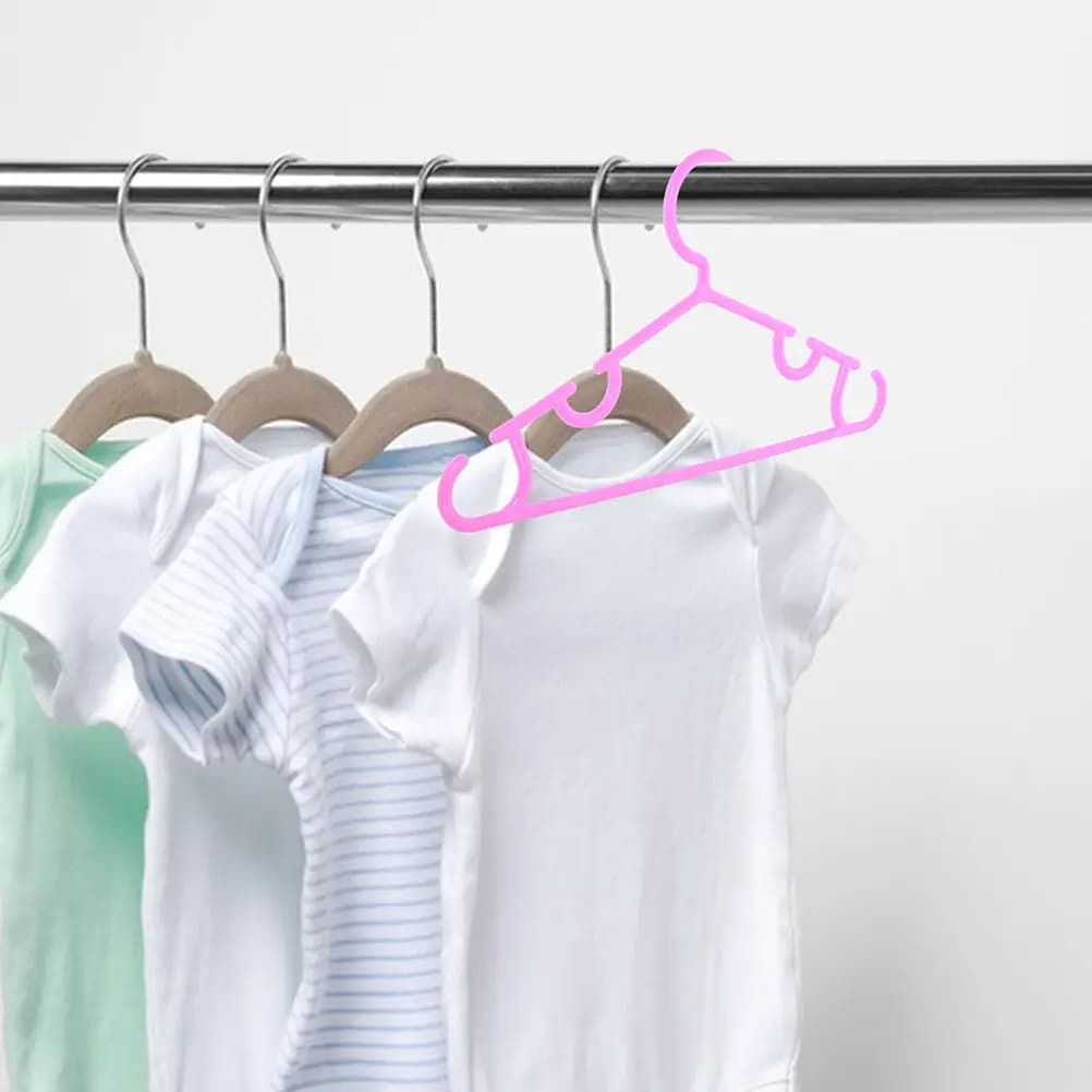 20 appendiabiti in plastica rosa antiscivolo per cameretta, armadio, appendiabiti resistenti
