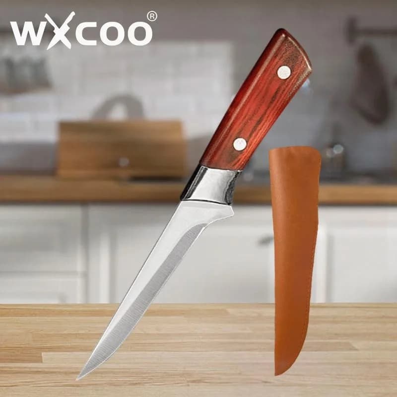 WXCOO Coltello professionale per filetti forgiato a mano Coltello per disossare chef Coltelli da cucina in acciaio inossidabile Carne di osso Frutta Pesce Verdure