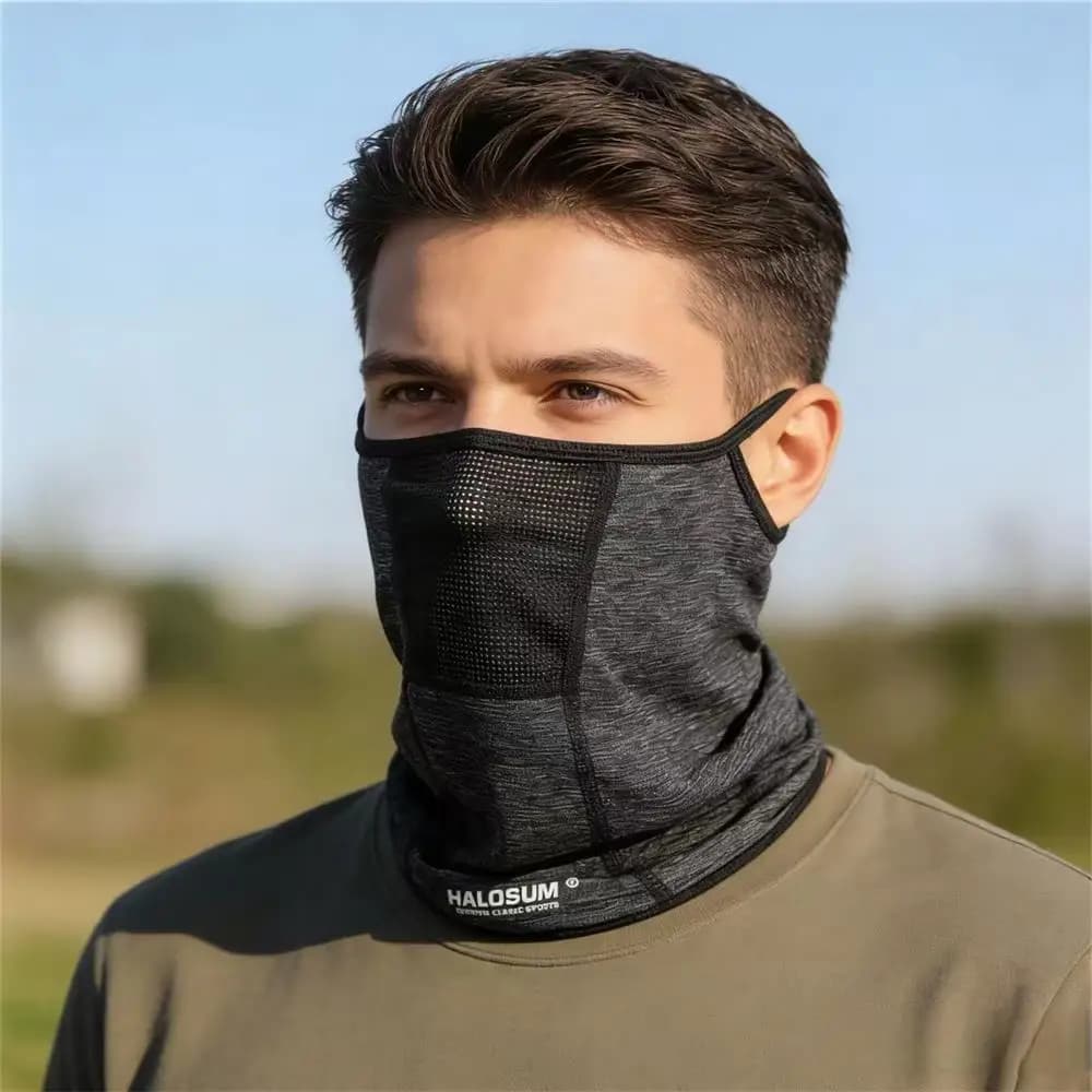 Breathable mesh face mask Ice Silk for men and women, windproof neck warmer for cycling, hiking, outdoor sports with ear loops
