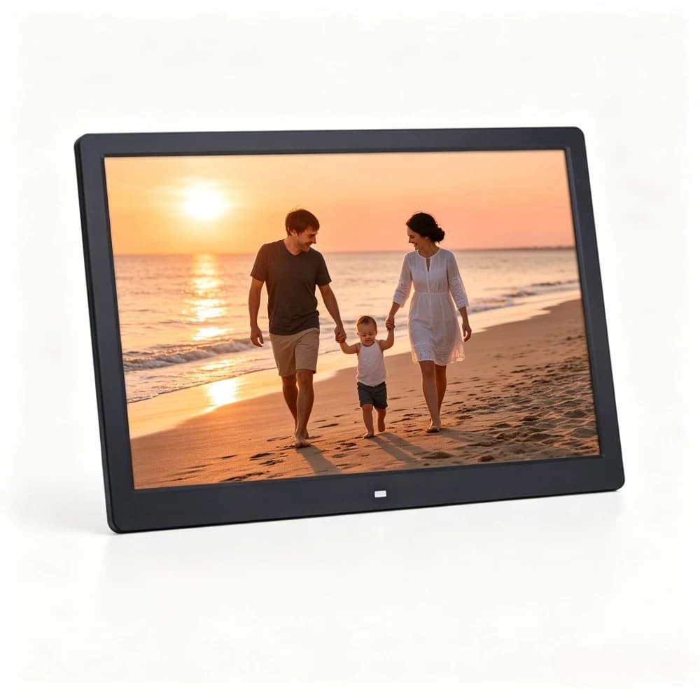 Cornice Digitale da 15 Pollici, Cornice LCD con Telecomando, Supporto USB e Scheda SD, Riproduzione di Musica e Video e Presentazione Multi-Slideshow