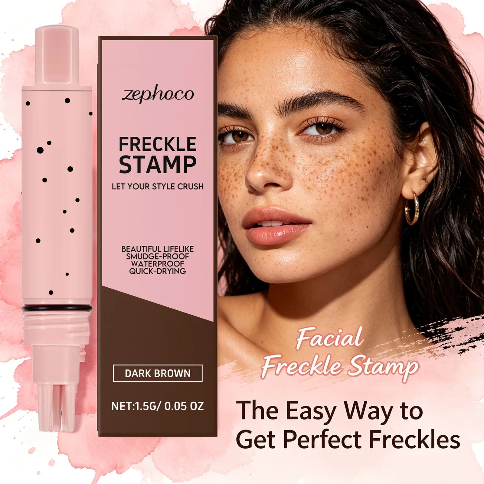 Natural Freckle Stamp Waterproof Quick Dry Fake Freckles Makeup Smudge-Proof Portable Freckle Pen for Beginners Cosmetics Tool