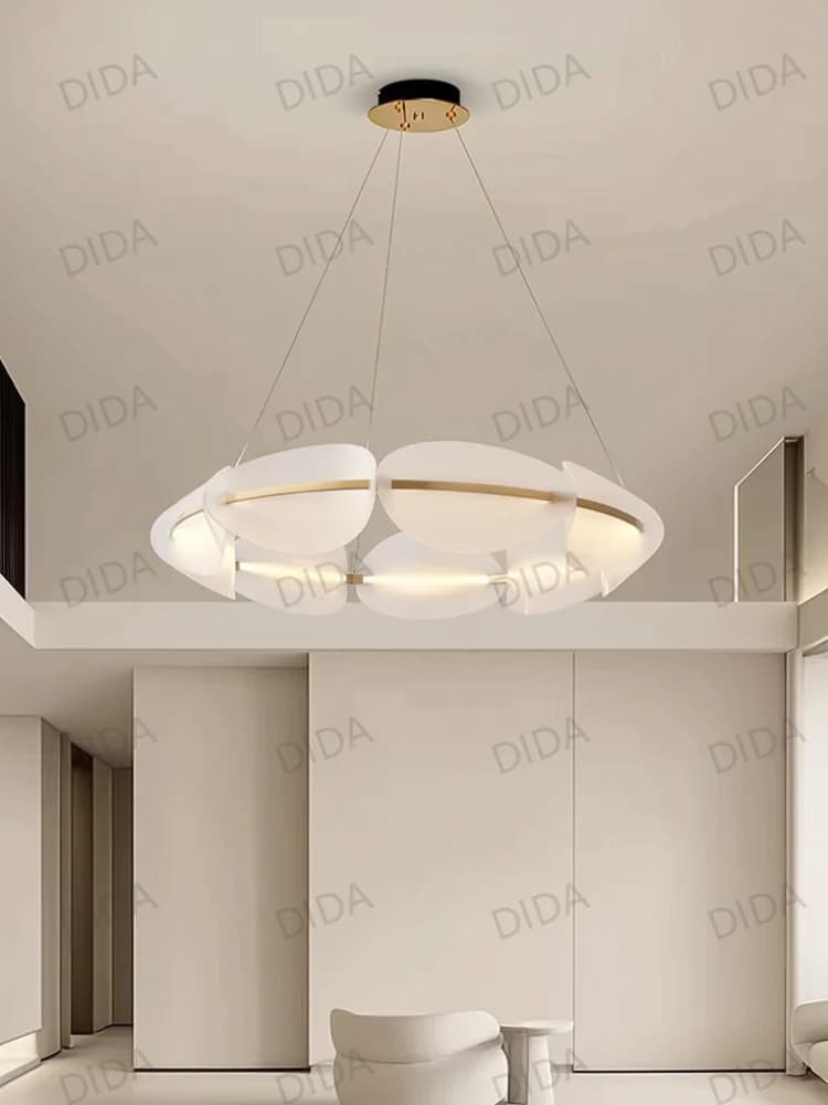 Modern Oval LED Pendant Light with Acrylic Shade Minimalist Ring Chandelier for Living Room Dining Room Bedroom