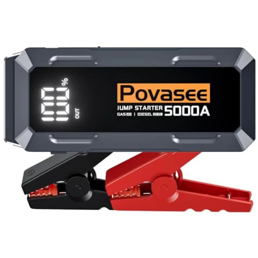 Avviatore di Emergenza per Auto 5000A, Jump Starter Portatile per Tutti i Motori a Benzina/Diesel 10L, Batteria di Avviamento 12V Portatile 3