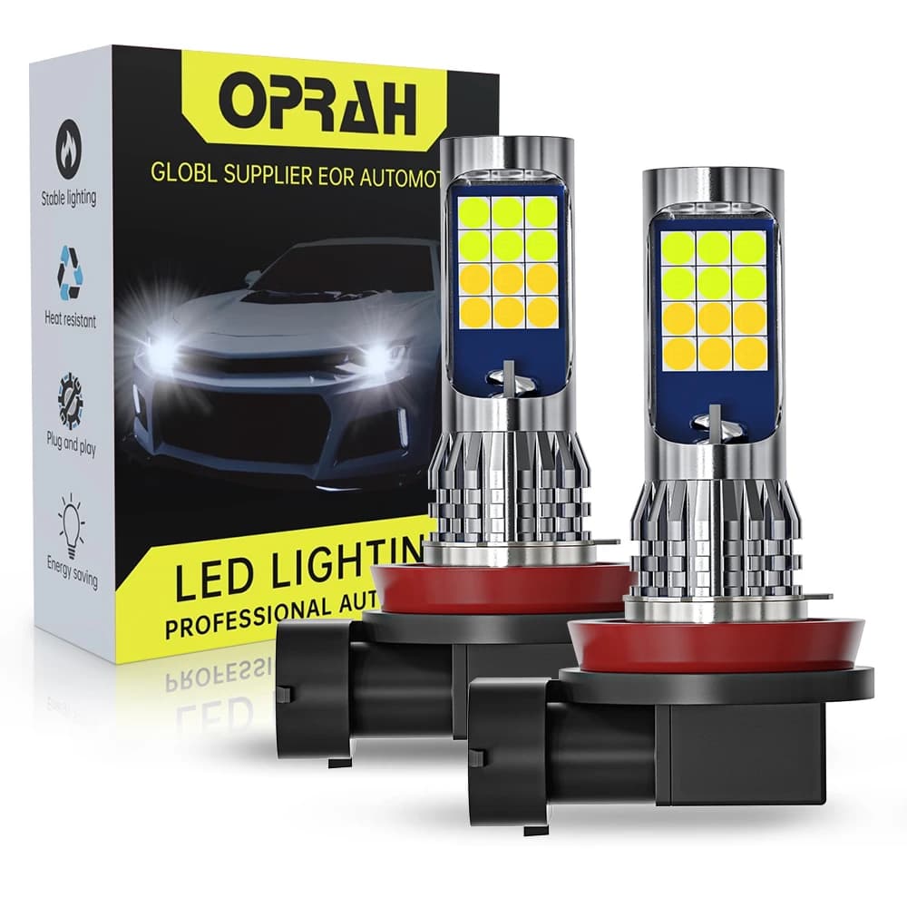 Oprah 2 pz LED fendinebbia per auto Dual-Colors fendinebbia lampadine per auto DRL Daytime Running Lamp anteriore/posteriore H7 H11 H3 9005 9006 HB3 HB4