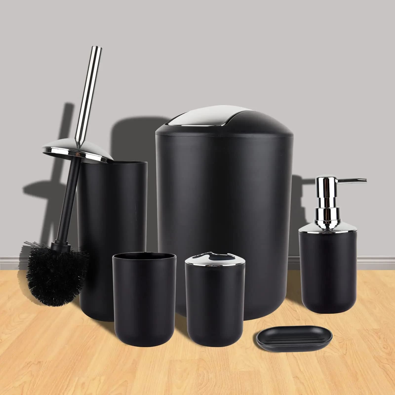 Set da bagno Boutique Set da 4/6 pezzi Pattumiera CollutorioCup Sapone per le mani Portaspazzolino Scatola portasapone Porta scopino Set pratico