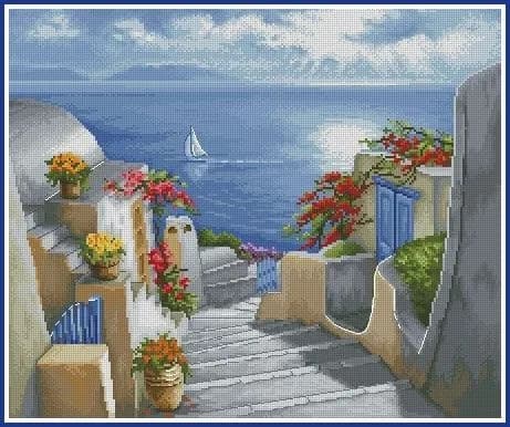 Bellissimo paesaggio balneare Kit da cucito cucito 14CT Tela non stampata Ricamo fatto a mano Kit punto croce Set Decorazioni per la casa fai da te