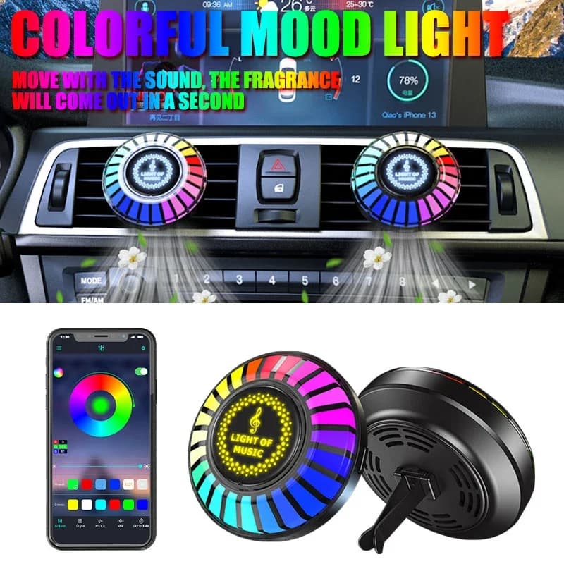 Car Deodorant Light RGB Interior Decorative Pendant Car Automobile Bluetooth Fragrance Environmental Lamp Strip Ritmo LED Bar