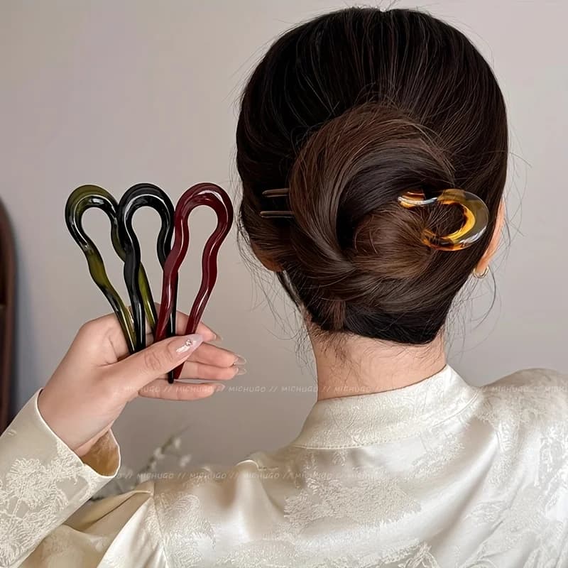 Set di 4 Fermagli per Capelli a Forma di U in Acrilico, Accessori per Acconciature Femminili, Strumento Facile per lo Styling dei Capelli