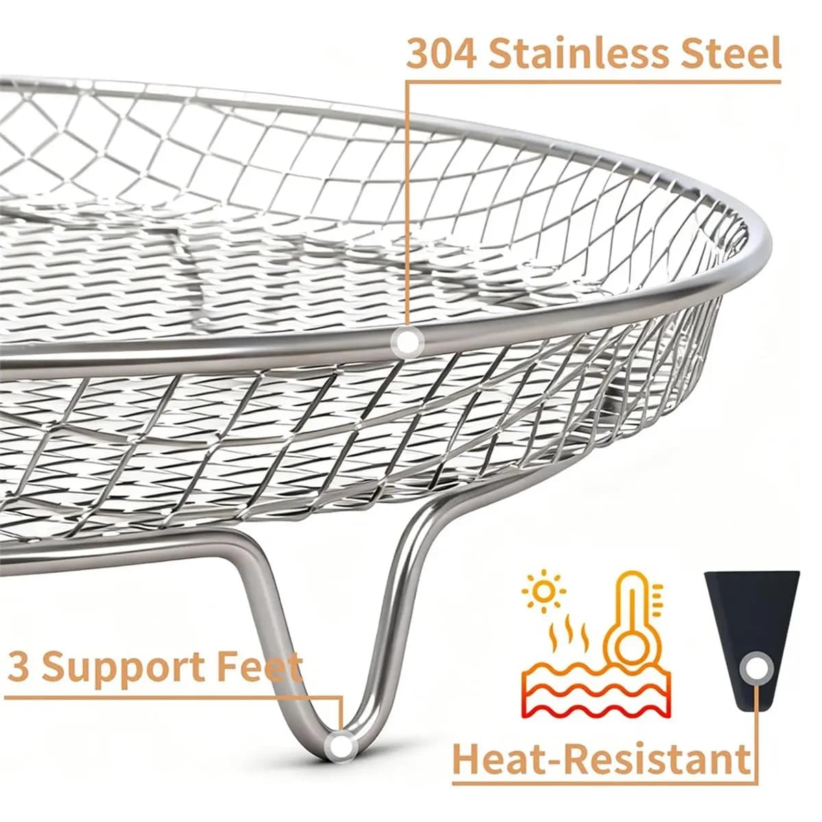 《TOP RATED》Stackable Air Fryer Rack-Stainless Steel Cooling and Cooking Rack with Feet, Supports Multi-Layer Cooking