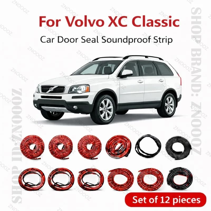 Set di 12 Guarnizioni per Porte Auto Classiche Volvo Xc, Striscia in Gomma a Doppio Strato Insonorizzante, Antipolvere e Impermeabile