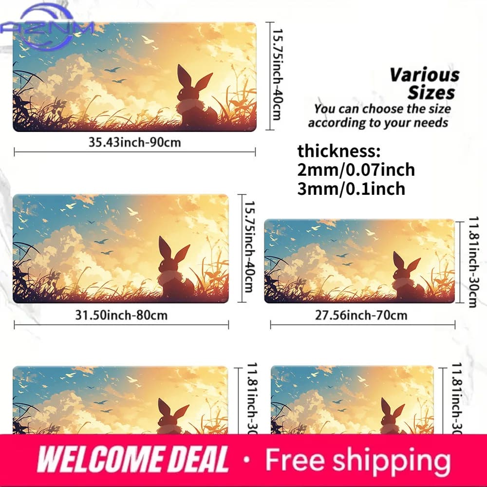 Tappetino per mouse da gioco grande Sunset Silhouette Eevee Scenic
