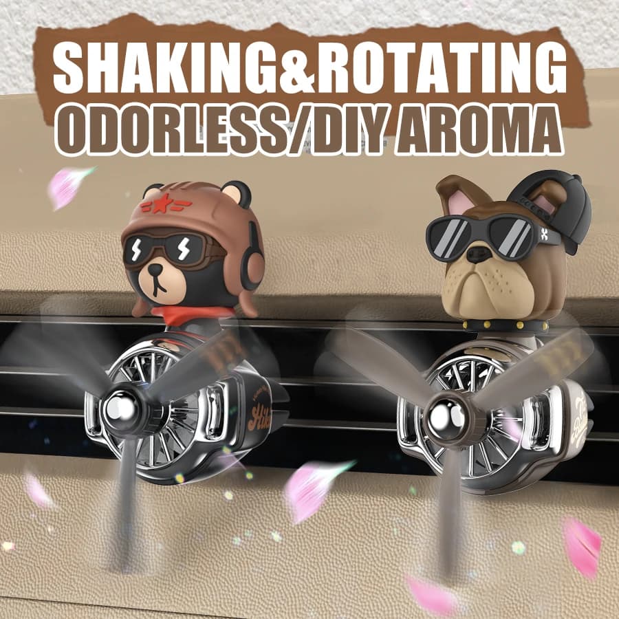 Deodorante per Auto Fai-da-Te Senza Profumo, Bulldog Pilota con Testa Oscillante, Accessori Decorativi per Auto, Diffusore per Uomo