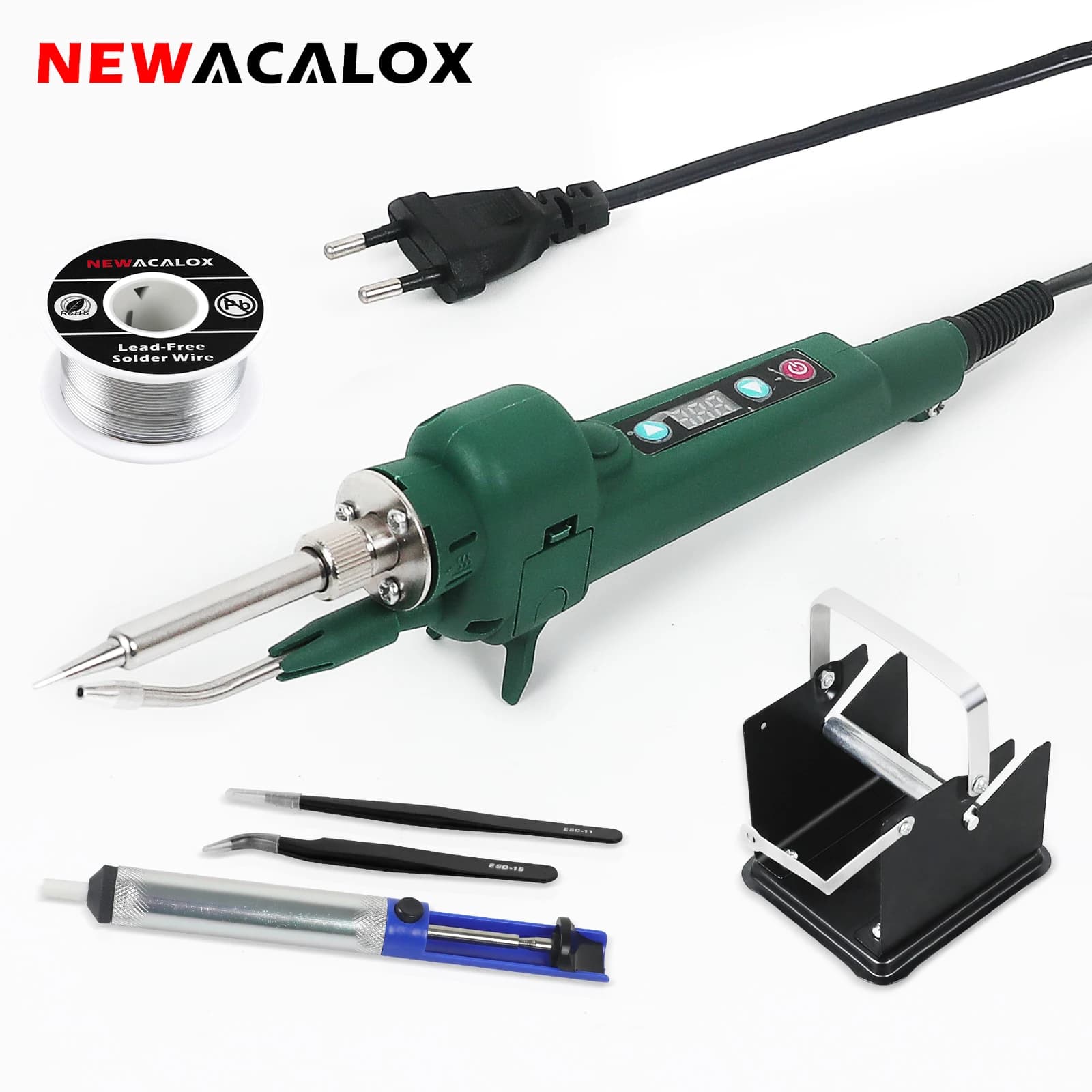 NEWACALOX80W Saldatore per riscaldamento interno digitale 220V Pistola per alimentazione automatica intelligente di stagno 200-650 ° Strumento per pistola per saldatura C