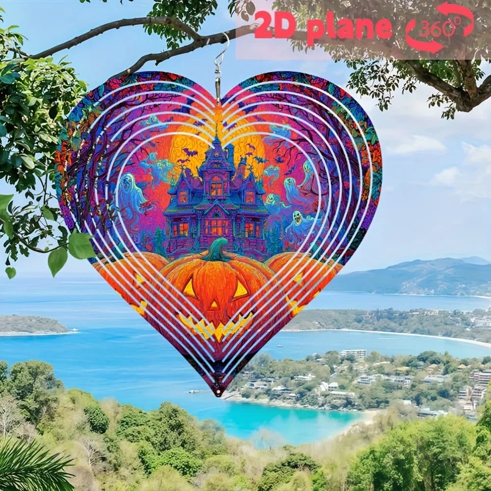 10-Inch Heart Wind Chime 360° Rotating Aluminum Garden Gift