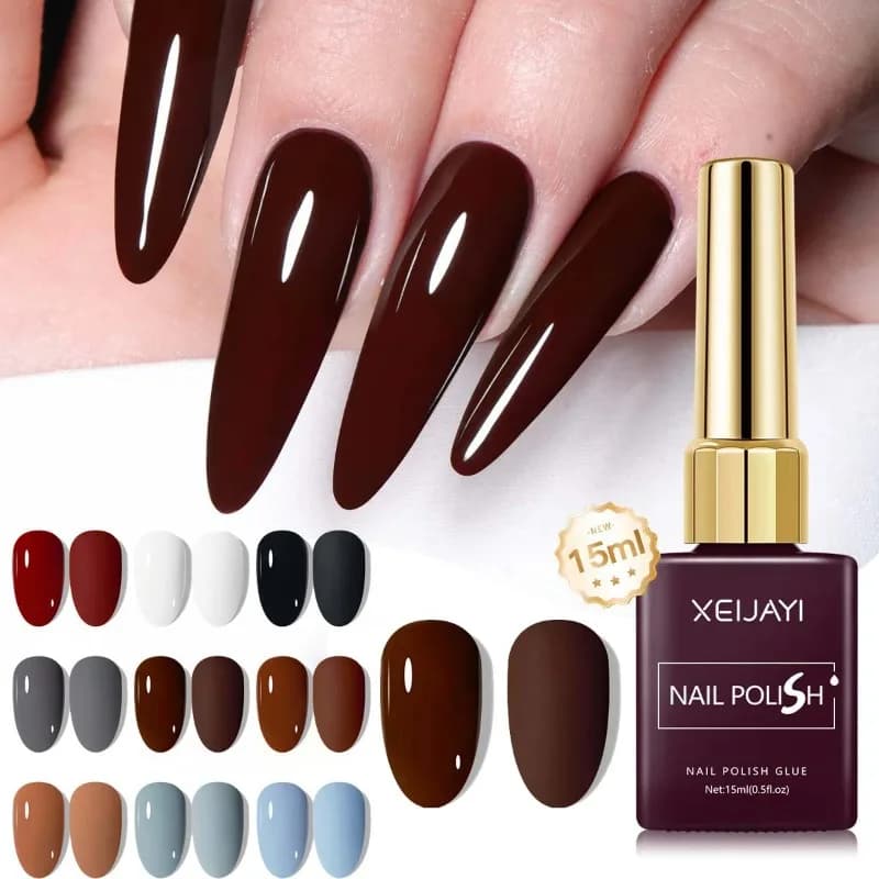 Smalto Gel Colorato per Unghie 60 Colori Lucido Opaco Effetto Ghiaccio Rosso Marrone per Nail Art Fai da Te Soak Off UV Gel Lacquer 15ML