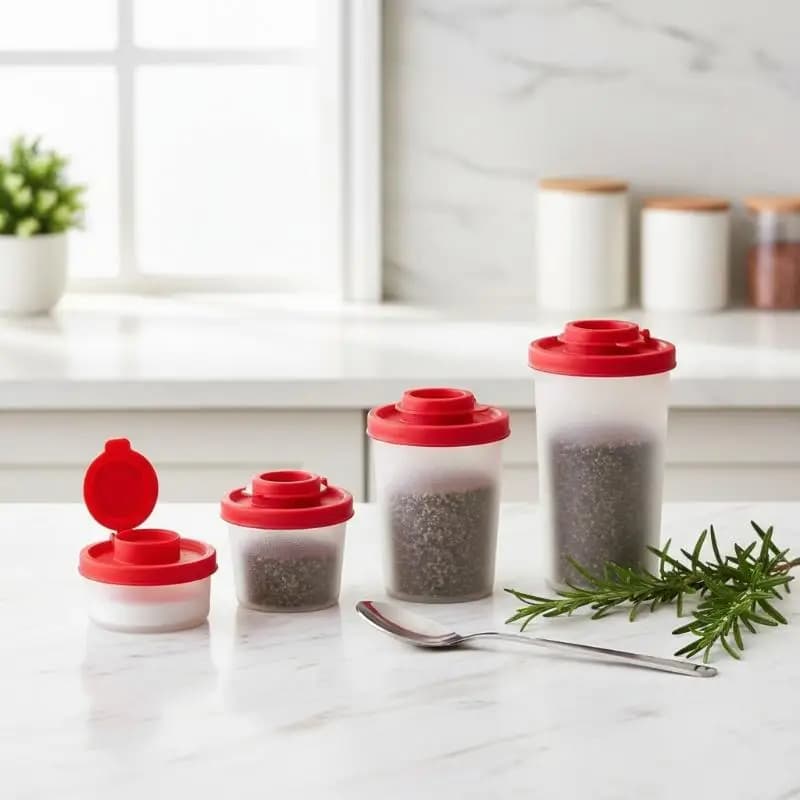 Set di saliere e pepiere in plastica miniatura antipolvere per cucine avventurose
