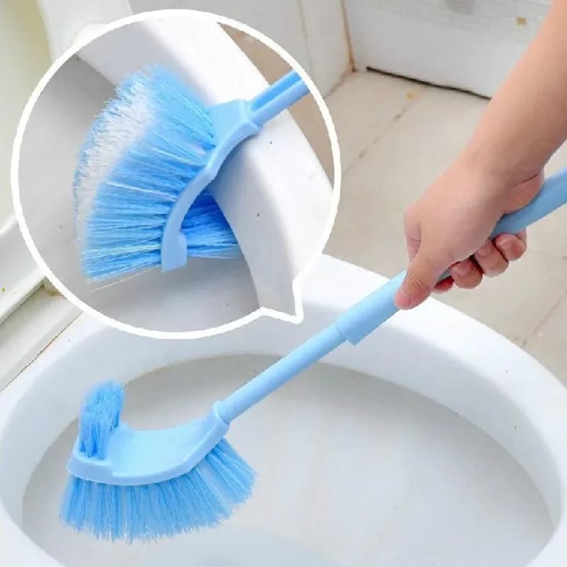 2 pezzi multi-doppia testa scopino per WC pulito capelli morbidi spazzola curva in plastica pulizia del bagno manico lungo pulizia della spazzola angolare