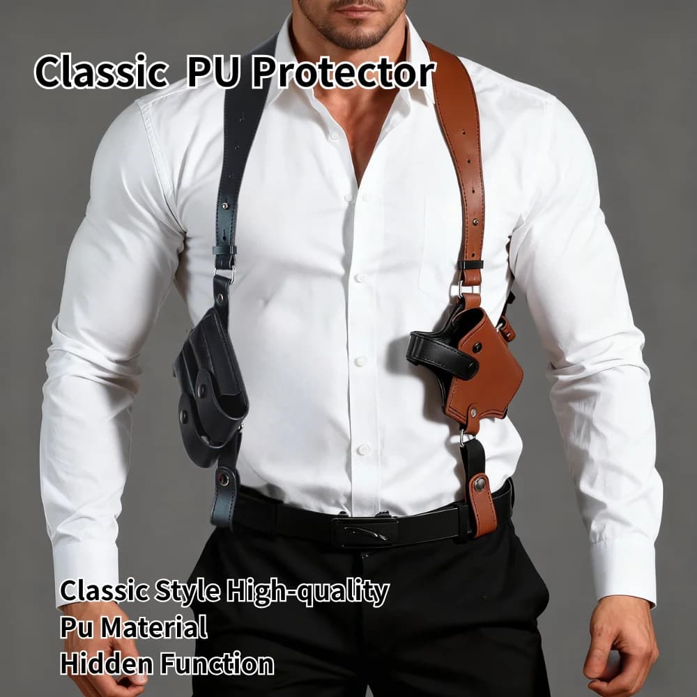 Custodia per pistola ascellare regolabile in PU - Include borsa per riviste, compatibile con i tipi di pistola universali, adatta per la parte magica di Halloween