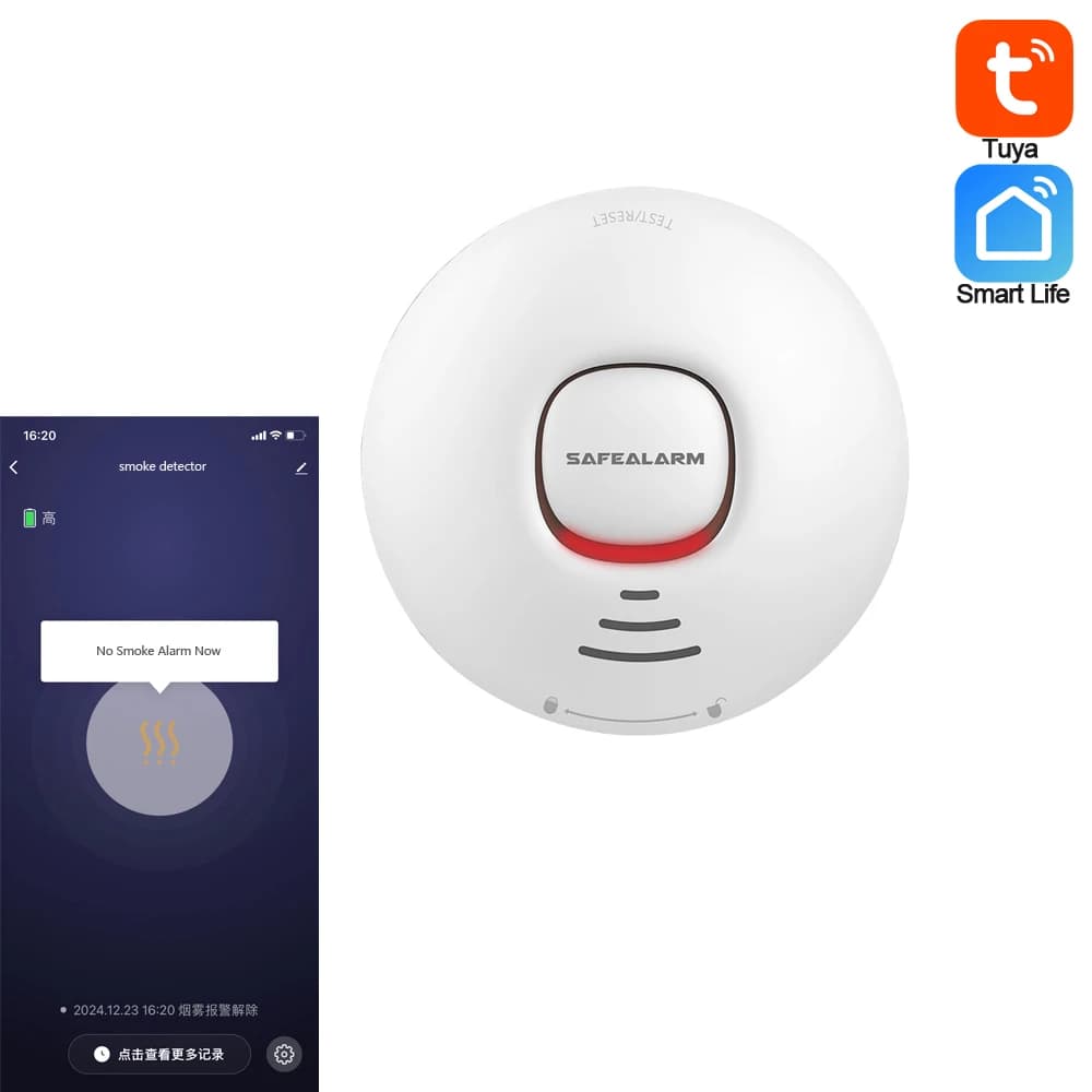 1 pz rilevatore di fumo allarme antincendio batteria incorporata sensore di fumo WiFi di sicurezza domestica notifica APP Tuya Smart Life